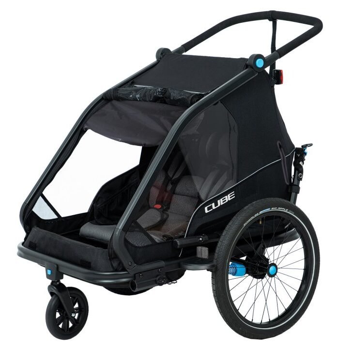 CUBE Double CMPT Kinder Fahrradanhänger - schwarz