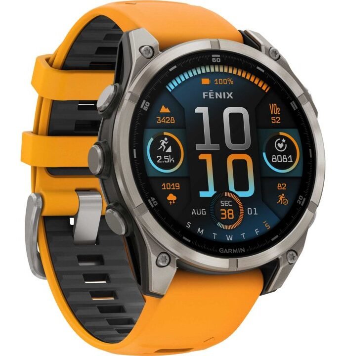 Garmin fenix 8 AMOLED Sapphire GPS Smartwatch - 47mm - Graphit/Spark Orange Titan